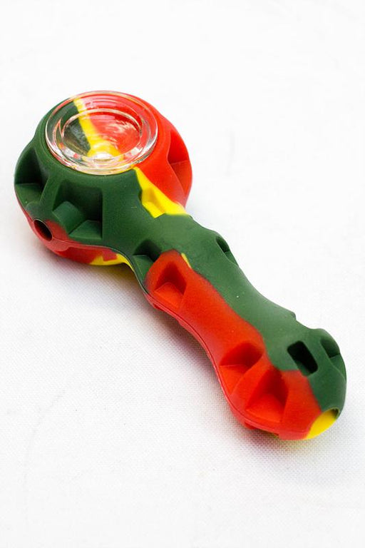 Silicone hand pipe with glass bowl, Jar and Dab tool Silicone Pipe ONE Rasta