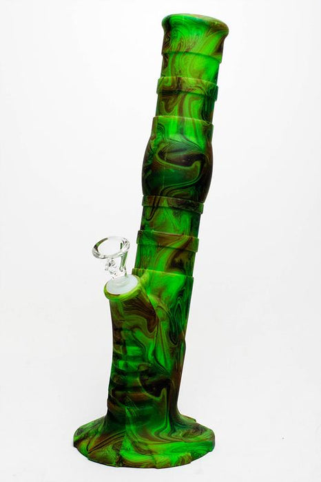 13" Detachable silicone straight Green tube water bong-Pattern A - One Wholesale