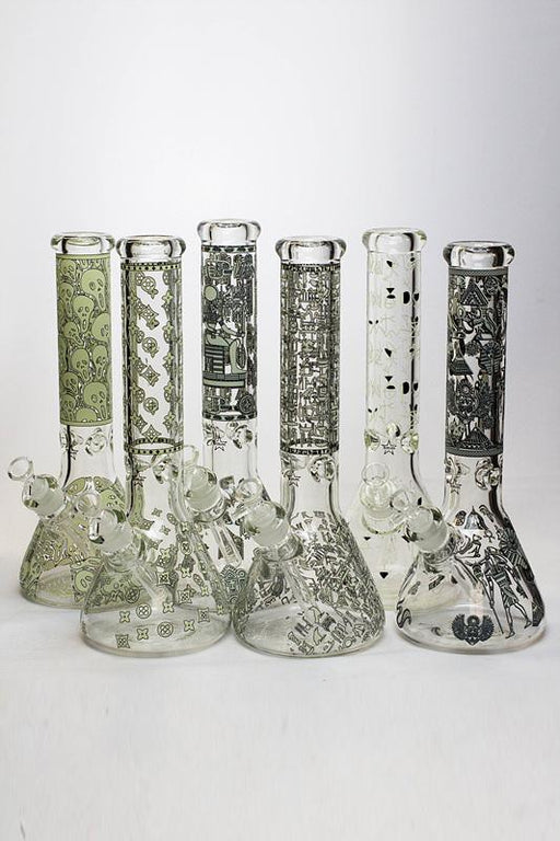 13.5" Glow in the dark 9 mm glass water bong - 19084 Beaker Bong ONE