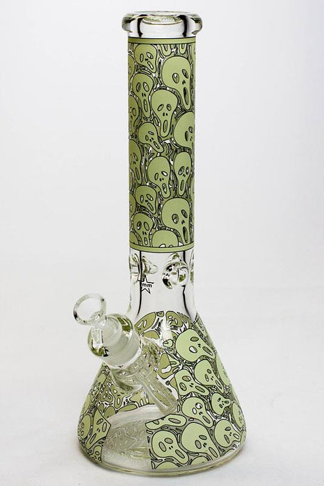 13.5" Glow in the dark 9 mm glass water bong - 19084-A - One Wholesale