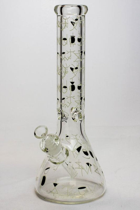 13.5" Glow in the dark 9 mm glass water bong - 19084-C - One Wholesale
