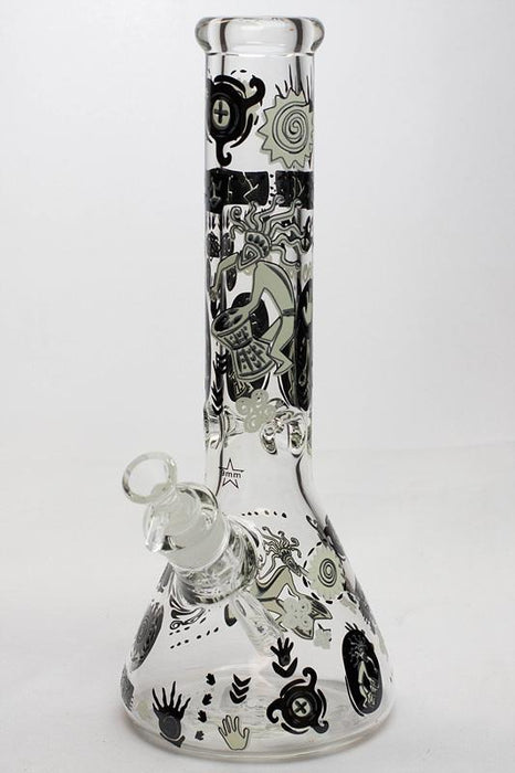 13.5" Glow in the dark 9 mm glass water bong - 19085-B - One Wholesale