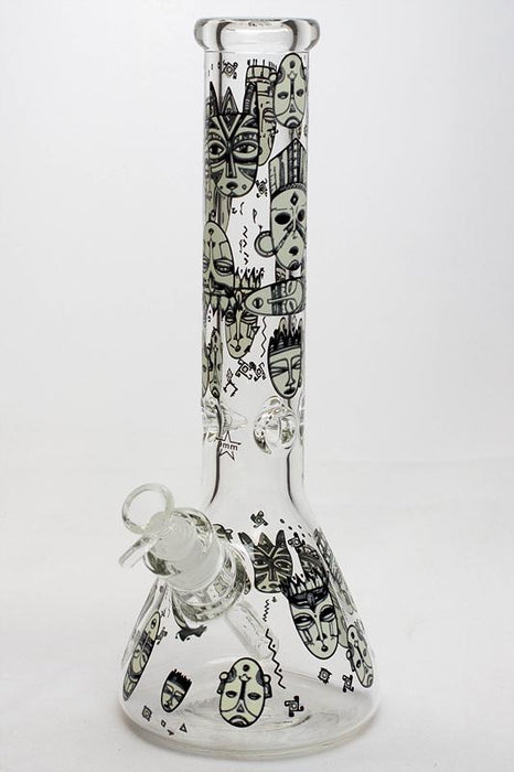 13.5" Glow in the dark 9 mm glass water bong - 19085-D - One Wholesale