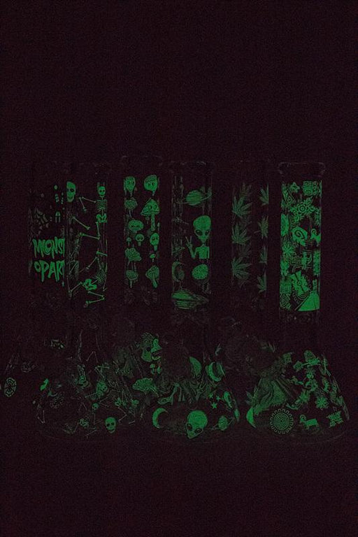 13.5" Glow in the dark 9 mm glass water bong - 20021 Beaker Bong ONE