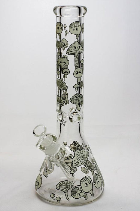 13.5" Glow in the dark 9 mm glass water bong - 20021-B - One Wholesale