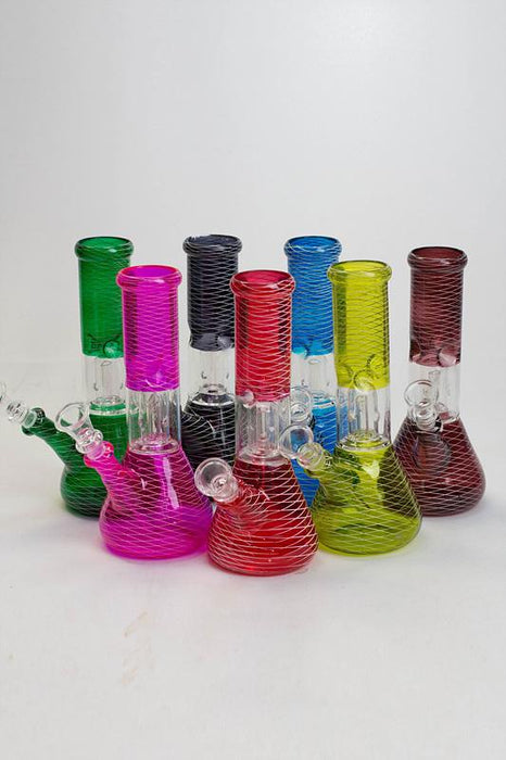 8" single dome percolator assorted color water bong- - One Wholesale