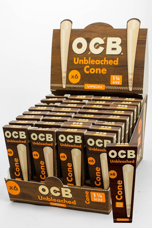OCB Pre-rolled Cone - Virgin Unbleached Rolling Paper - 1 1/4 (32 packs) Pre-rolled Cone (Display Pack) ONE