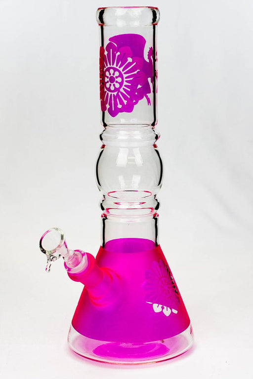 12" Dragon and flower graphic glass water bong Beaker Bong ONE Pink