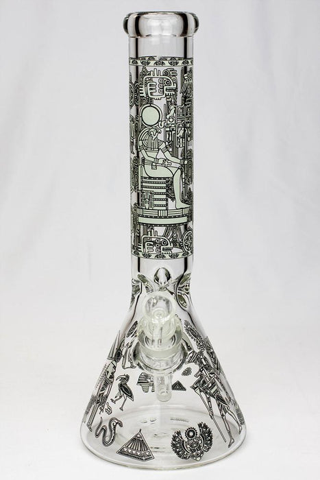 14" Glow in the dark 7 mm glass water bong Beaker Bong ONE