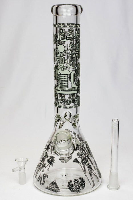 14" Glow in the dark 7 mm glass water bong Beaker Bong ONE