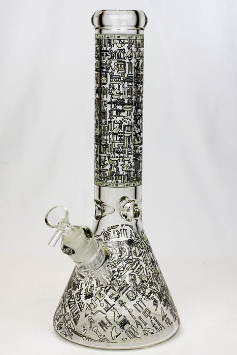 14" Glow in the dark 7 mm glass water bong Beaker Bong ONE D