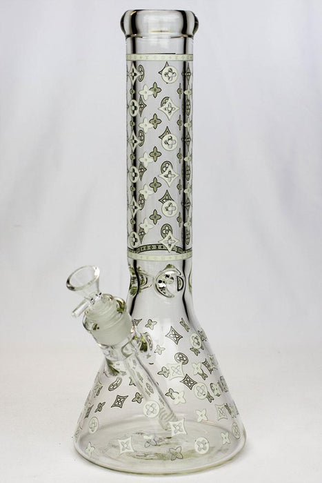 14" Glow in the dark 7 mm glass water bong Beaker Bong ONE E
