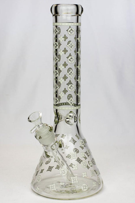14" Glow in the dark 7 mm glass water bong-E - One Wholesale