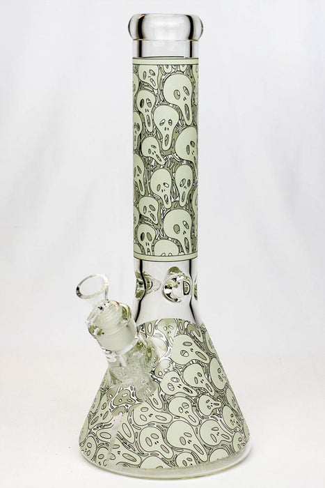 14" Glow in the dark 7 mm glass water bong Beaker Bong ONE F