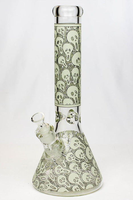 14" Glow in the dark 7 mm glass water bong-F - One Wholesale