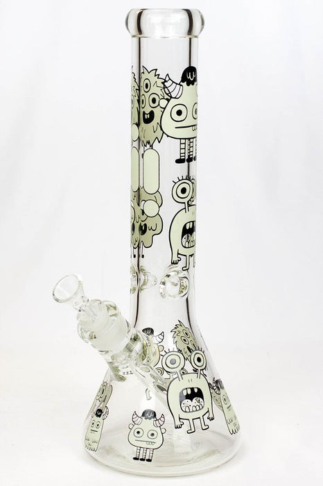 14" Infyniti grapnic Glow in the dark 7 mm glass water bong-T1672 - One Wholesale