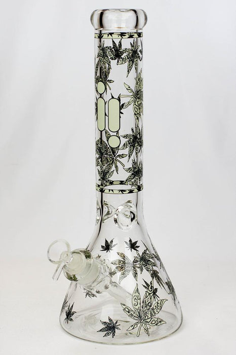 14" Infyniti grapnic Glow in the dark 7 mm glass water bong-T1654 - One Wholesale
