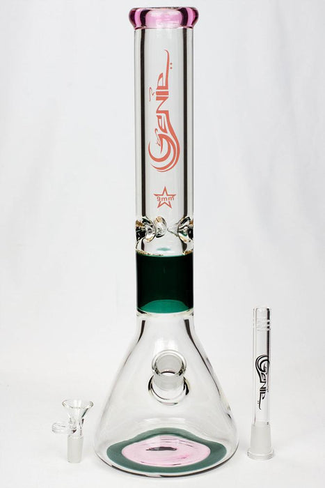 16" Genie 9 mm color combination glass water bong- - One Wholesale