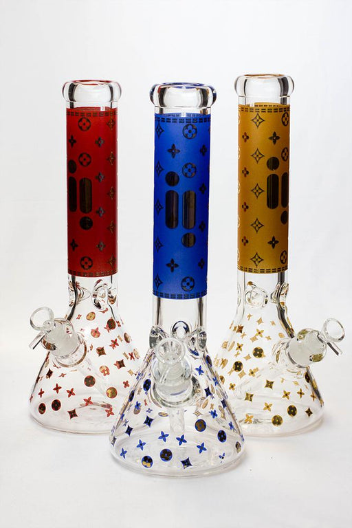 14" Infyniti pattern 7 mm glass water bong Beaker Bong ONE