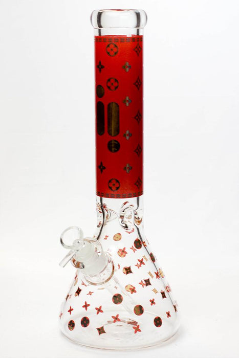 14" Infyniti pattern 7 mm glass water bong-Red - One Wholesale