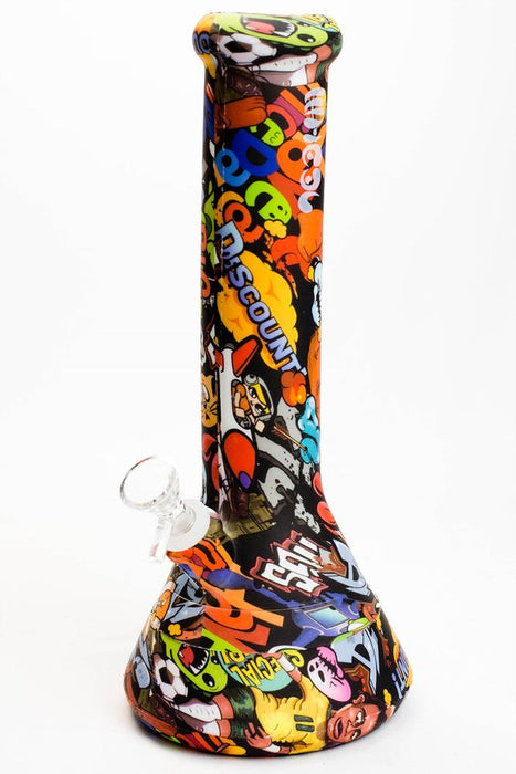 12" graphic printed silicone detachable water bong-Graphic B - One Wholesale