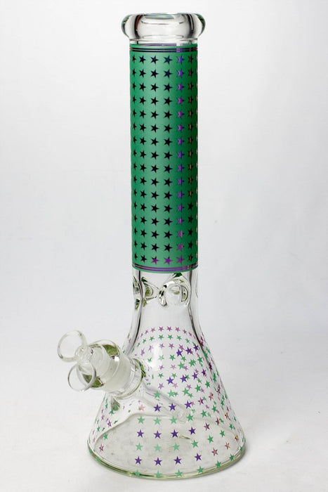 14" Star 7 mm glass water bong-Green - One Wholesale