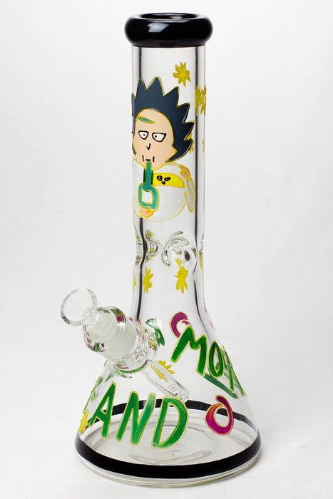 13" Glow in the dark hand painted 7 mm glass water bong-Graphic G - One Wholesale
