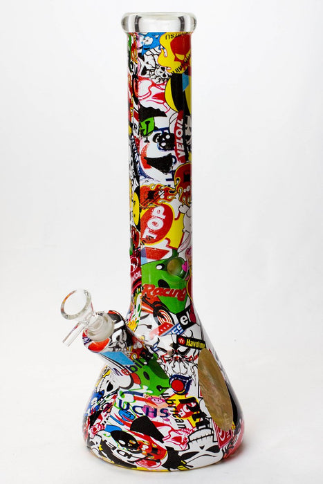 14" Graphic wrap 9 mm glass water bong-B - One Wholesale