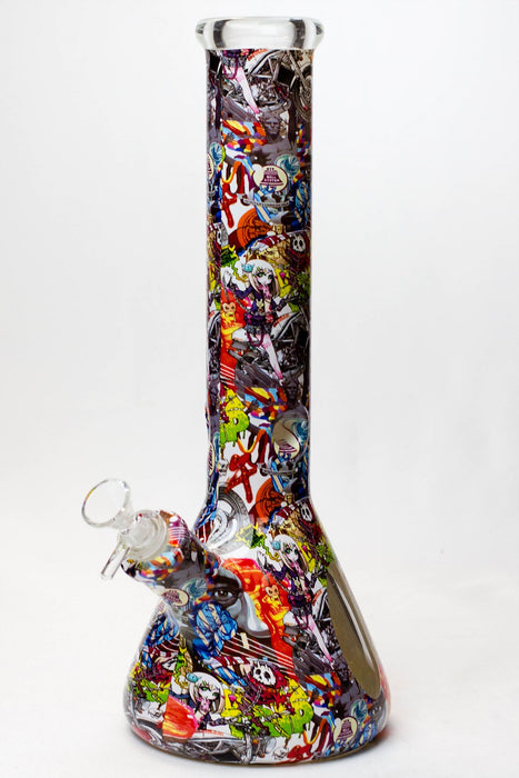 14" Graphic wrap 9 mm glass water bong-N - One Wholesale
