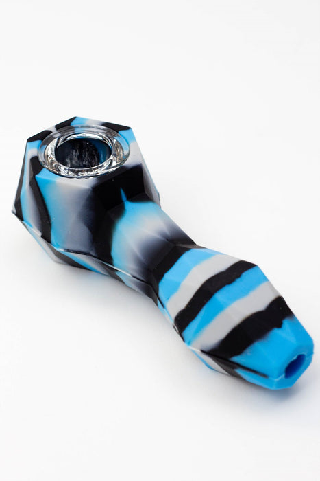 Multi colored Silicone hand pipe with glass bowl Silicone Pipe ONE BL/BK