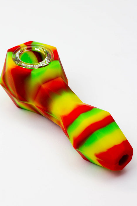 Multi colored Silicone hand pipe with glass bowl Silicone Pipe ONE Rasta