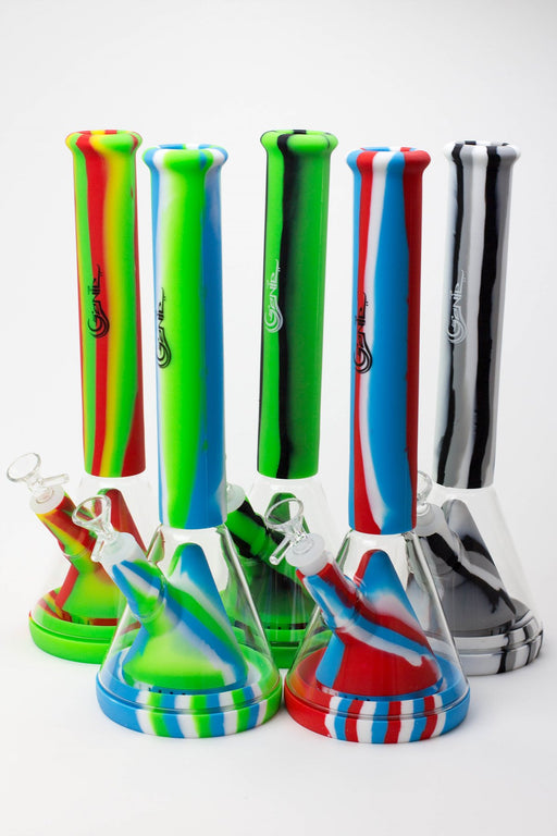 14" Genie multi colored detachable pyramid diffuser silicone water bong Silicone Bong ONE