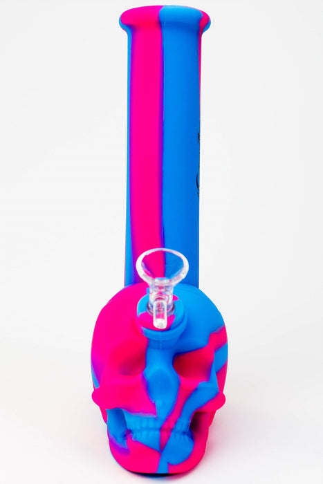 9" Genie skull multi colored detachable silicone water bong- - One Wholesale