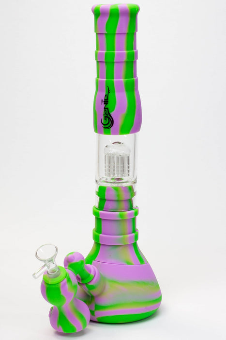 14.5" Genie detachable silicone water bong and bubbler-PR/GR - One Wholesale