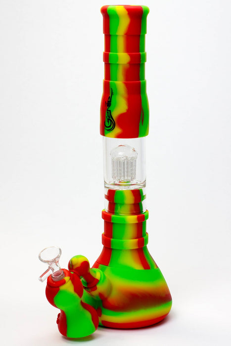 14.5" Genie detachable silicone water bong and bubbler-RASTA - One Wholesale
