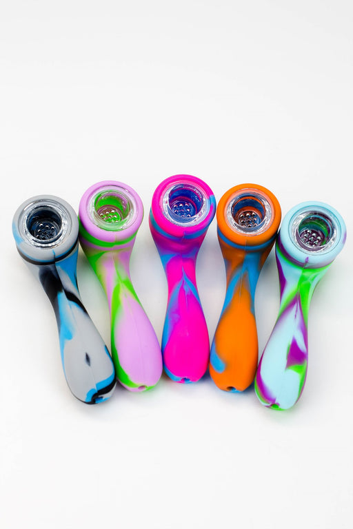4.5" Silicone hand pipe with glass bowl Silicone Pipe ONE