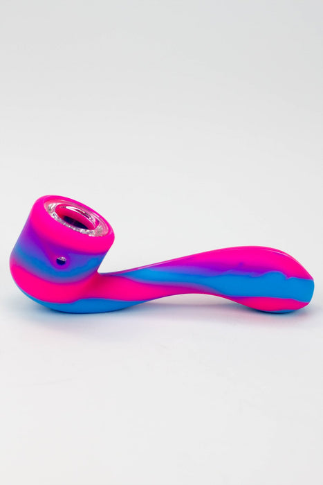 4.5" Silicone hand pipe with glass bowl- - One Wholesale