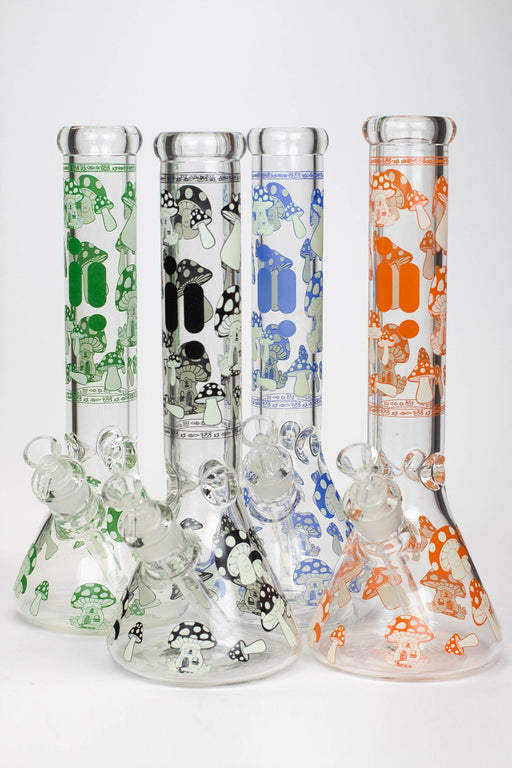 14" Infyniti Mushroom Glow in the dark 7 mm glass bong Beaker Bong ONE