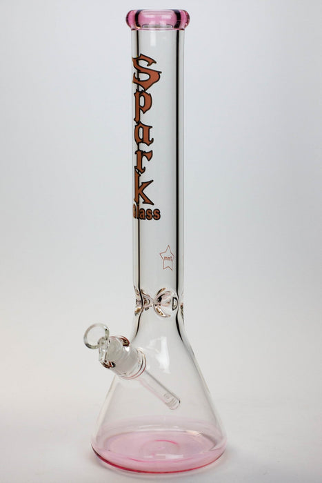 18" Spark 7 mm colored bottom glass water bong-Pink - One Wholesale