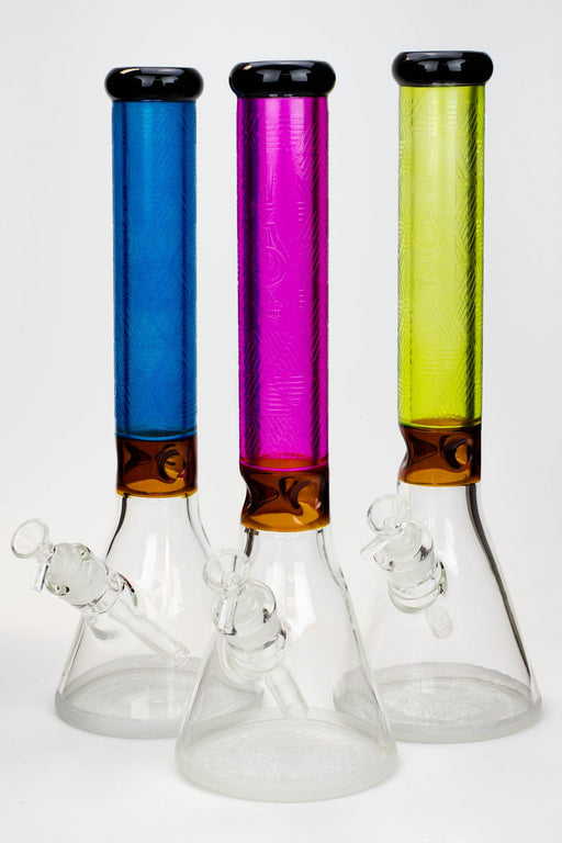 15" Genie 7 mm sandblasted artwork tube glass water bong Beaker Bong ONE