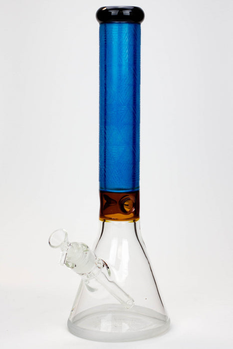 15" Genie 7 mm sandblasted artwork tube glass water bong-Blue - One Wholesale