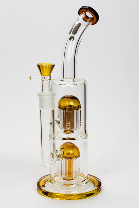 12" Infyniti dual percolator glass bubbler-Amber - One Wholesale