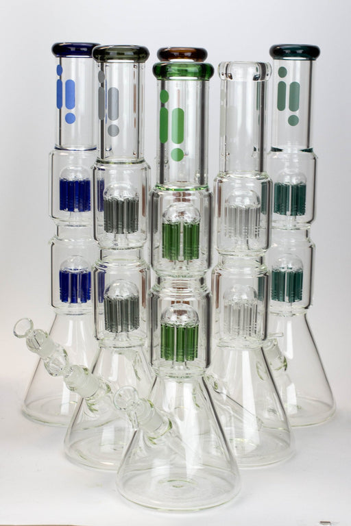 17.5" Infyniti 7 mm thickness Dual 8-arm glass water bong Beaker Bong ONE