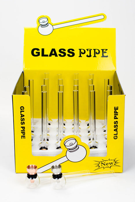 5.5" Glass tube pipe TP001 with metal screen Box of 24 Glass Pipe ONE