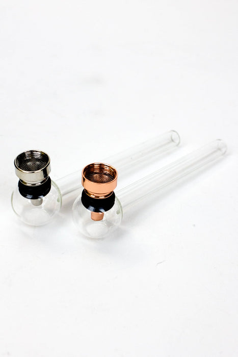 5.5" Glass tube pipe TP001 with metal screen Box of 24 Glass Pipe ONE