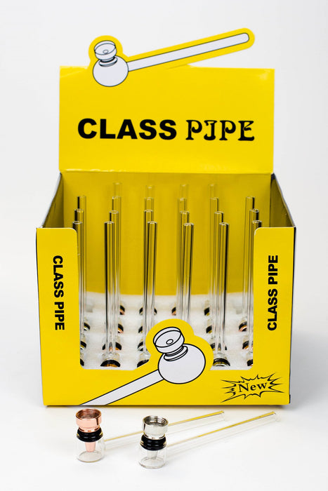 5.5" Glass tube pipe TP004 with metal screen Box of 24 Glass Pipe ONE