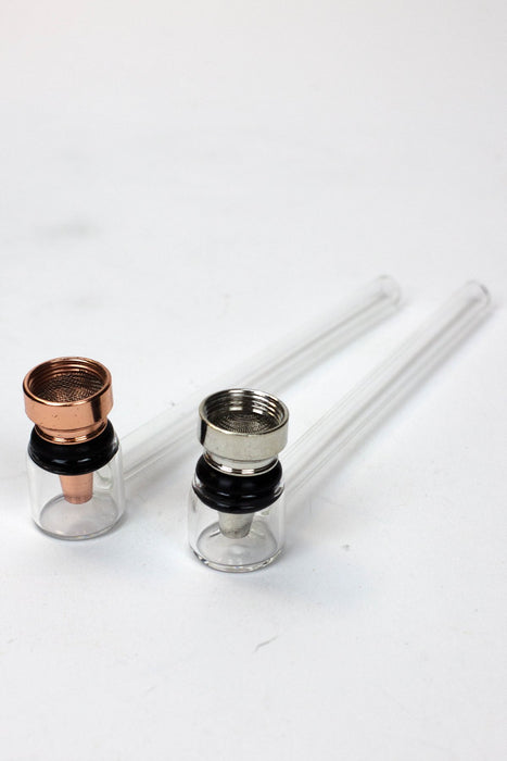 5.5" Glass tube pipe TP004 with metal screen Box of 24 Glass Pipe ONE