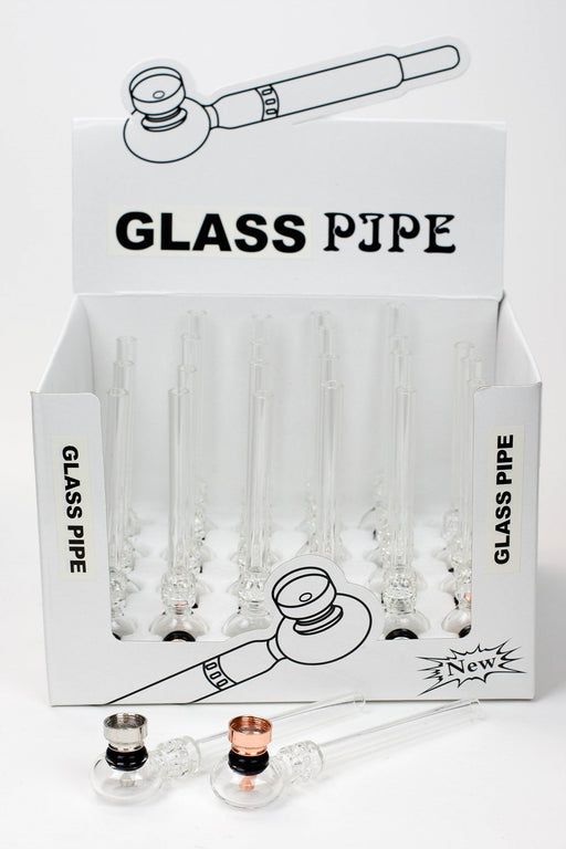 5.5" Glass tube pipe TP005 with metal screen Box of 24 Glass Pipe ONE