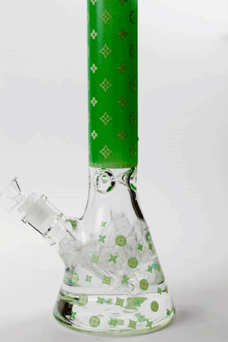 18" Luxury Patterned Glow in the dark 7 mm glass bong- - One Wholesale