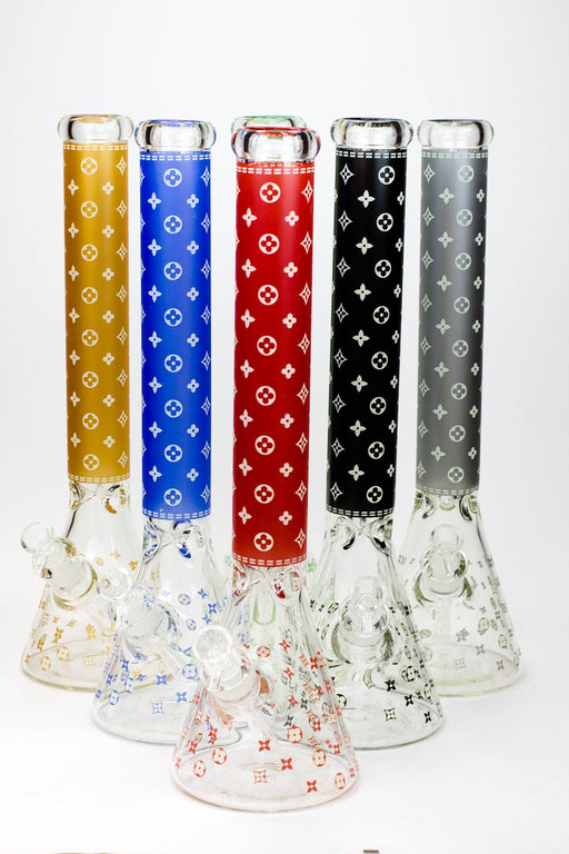 18" Luxury Patterned Glow in the dark 7 mm glass bong Beaker Bong ONE